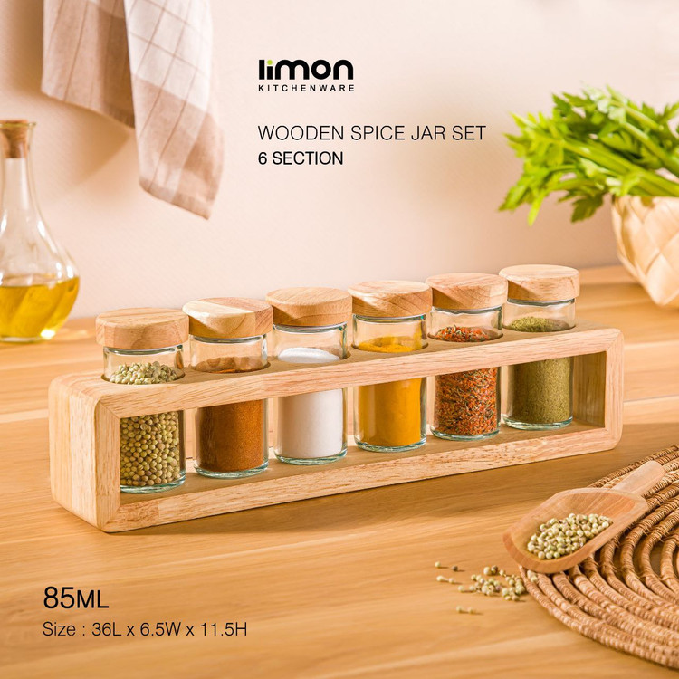 ست ادویه ۶ عددی چوبی (لیمون) ۲۳۰۶