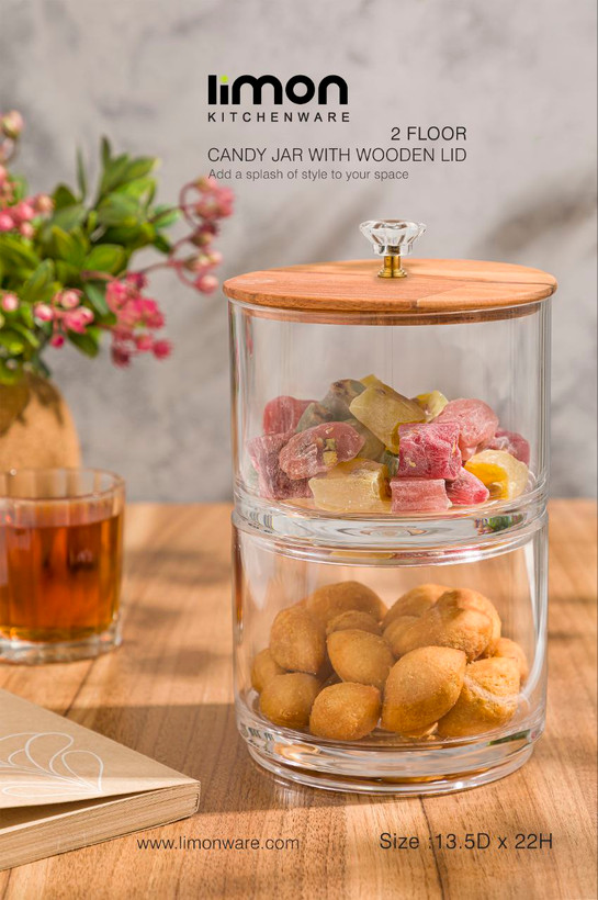 شکلات خوری 2 طبقه اکرولیک درب چوبی (لیمون) ۲۱۶۷