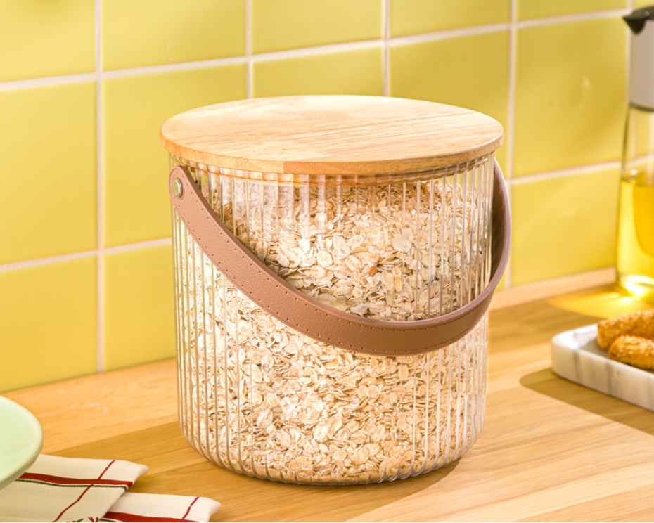 سطل شیار دار ۳ لیتر درب چوبی (لیمون) ۲۴۷۲