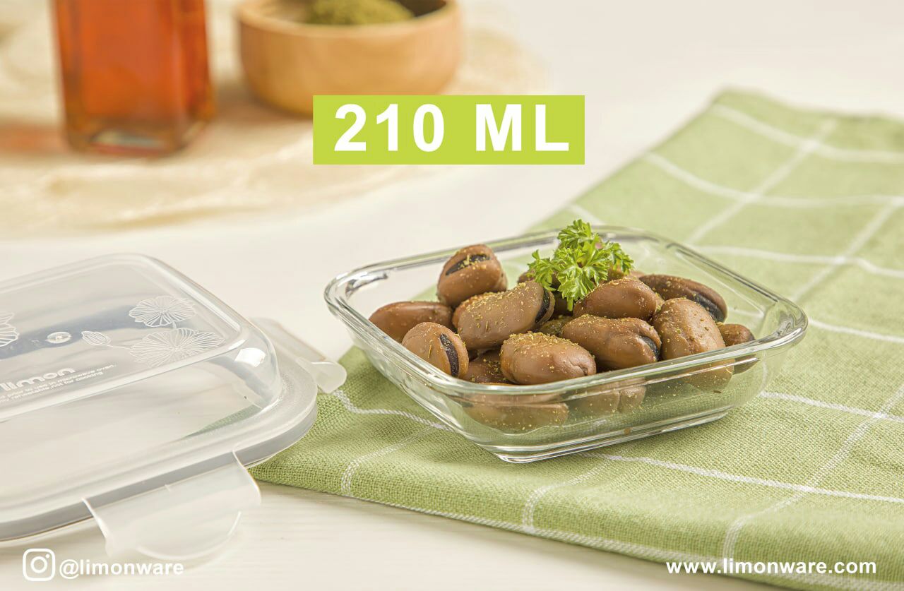 ظرف شیشه ای سرو و نگهداری دربدار 210میل(لیمون) 2027