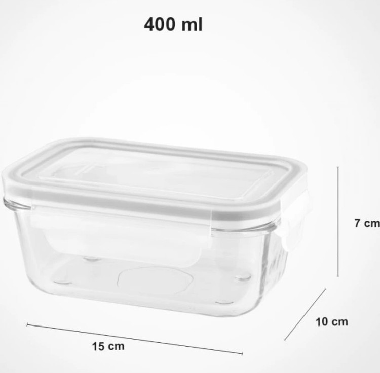 ظرف شیشه ای مستطیل 400میل(لیمون) 1804
